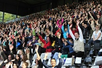 First year students in the stands 