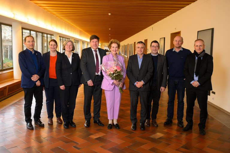 Die Versammlung der Rektorinnen und Präsidenten der Mitgliedsuniversitäten von Eucor mit Präsidentin Prof. Dr. Dr. h.c. mult. Andrea Schenker-Wicki und Stellvertreter Prof. Dr. Thomas Hirth. Foto: Dominik Plüss